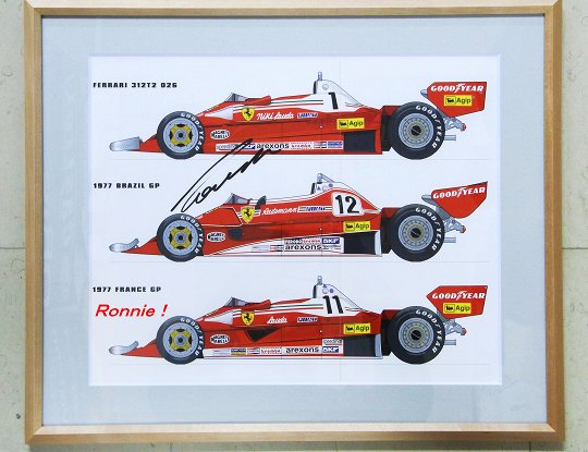 額入り 直筆サイン N.ラウダ/Ferrari312T2 イラスト画